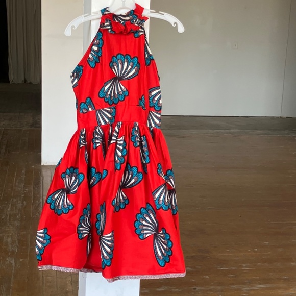 Red white and blue, African print halter style fit, and flare dress - Picture 2 of 7